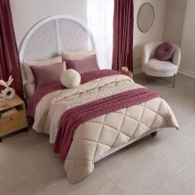 Vianney-Girona-King-Size-Reversible-Duvet-Blanket-_E2_80_93-Beige-and-Rose-with-Elegant-Square-Quilting-3